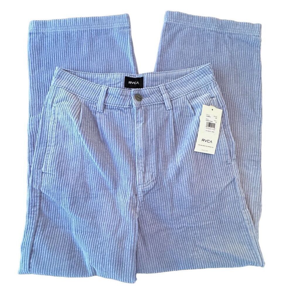 RVCA Women's Corduroy Pants Size 28 blue Pleated Straight Leg‎ - Picture 4 of 10